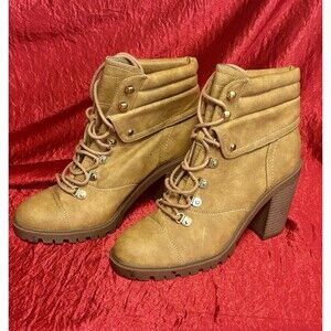 G by GUESS Jollyn Womens 10 Combat Boots Brown Platform Cuban Heel Boots
